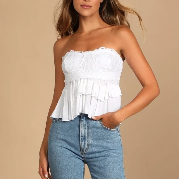 Free People adella corset strapless lace crop top - Picture 4 of 4